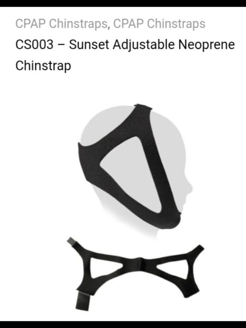Sunset Adjustable Neoprene Chinstrap – Black